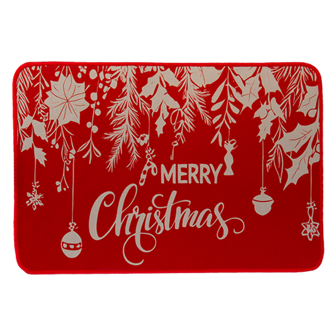 Merry Christmas Red Festive Non Slip Door Mat 60cm