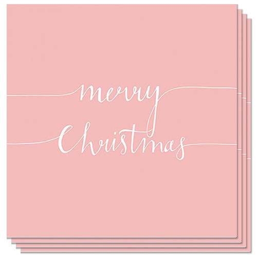 Merry Christmas Rose Pink Script Premium Decoupage Luncheon Napkins 3 Ply 33cm - Pack of 20 Product Gallery Image
