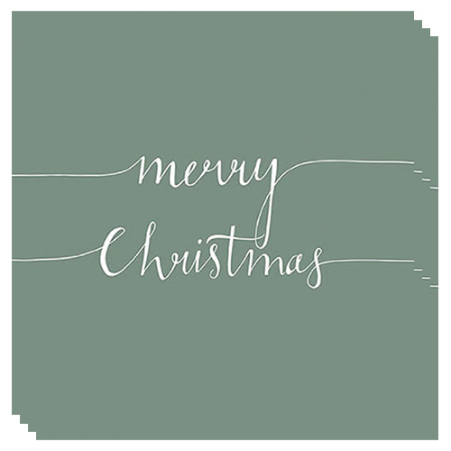 Merry Christmas Sage Green Script Premium Decoupage Luncheon Napkins 3 Ply 33cm - Pack of 20 Product Gallery Image