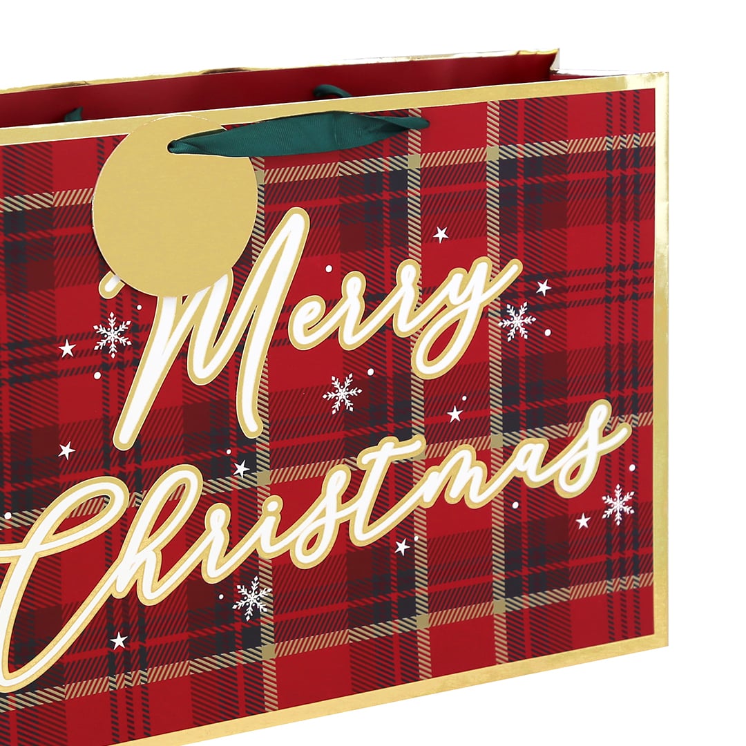 Merry Christmas Tartan Extra Large Shopper Gift Bag 44cm Product Gallery Image