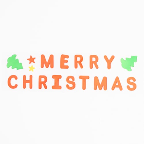 Merry Christmas with Trees Large Red Gel Window Stickers Product Gallery Image