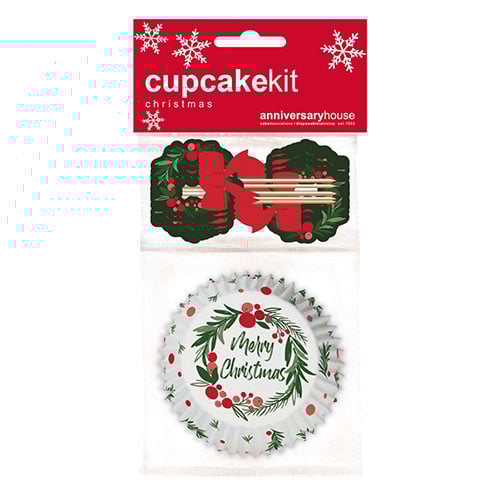 Merry Christmas Wreath Cupcake Kit - Pack of 28 Product Gallery Image