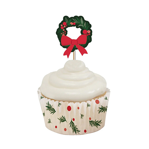 Merry Christmas Wreath Cupcake Kit - Pack of 28