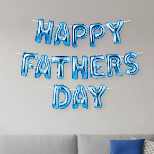 Metallic Blue Happy Fathers Day Spellout Air Fill Foil Balloon Banner Kit
