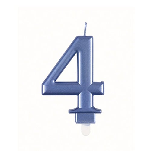 Metallic Steel Blue Number 4 Birthday Candle 9cm Product Image