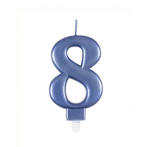 Metallic Steel Blue Number 8 Birthday Candle 9cm Product Image