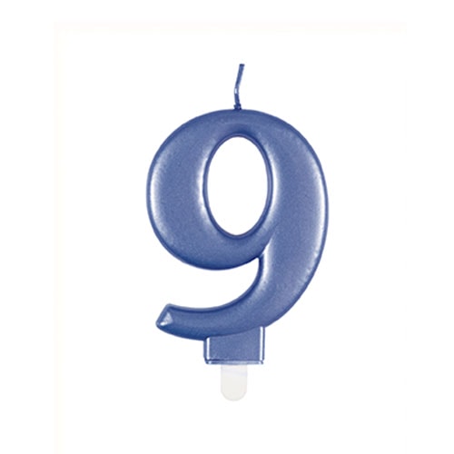 Metallic Steel Blue Number 9 Birthday Candle 9cm Product Image