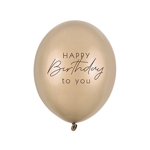 Metallic Cold Gold Happy Birthday Latex Balloons 30cm / 12 in - Pack of 6