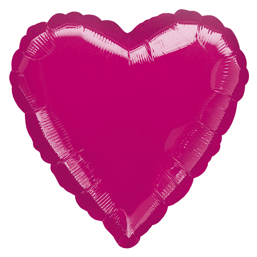 Metallic Fuchsia Pink Heart Foil Balloon 43cm / 17 in