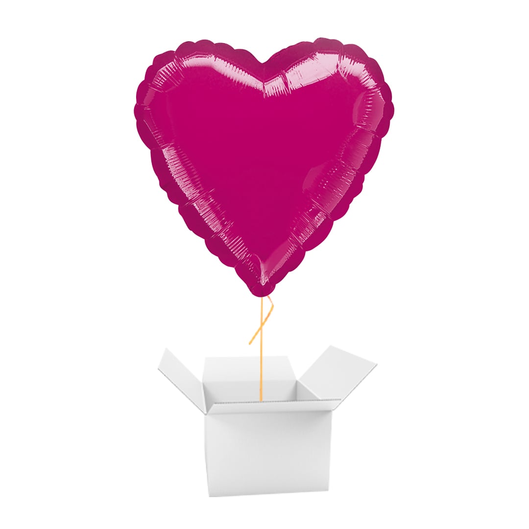 Metallic Fuchsia Heart Foil Balloon - Inflated Balloon In A Box