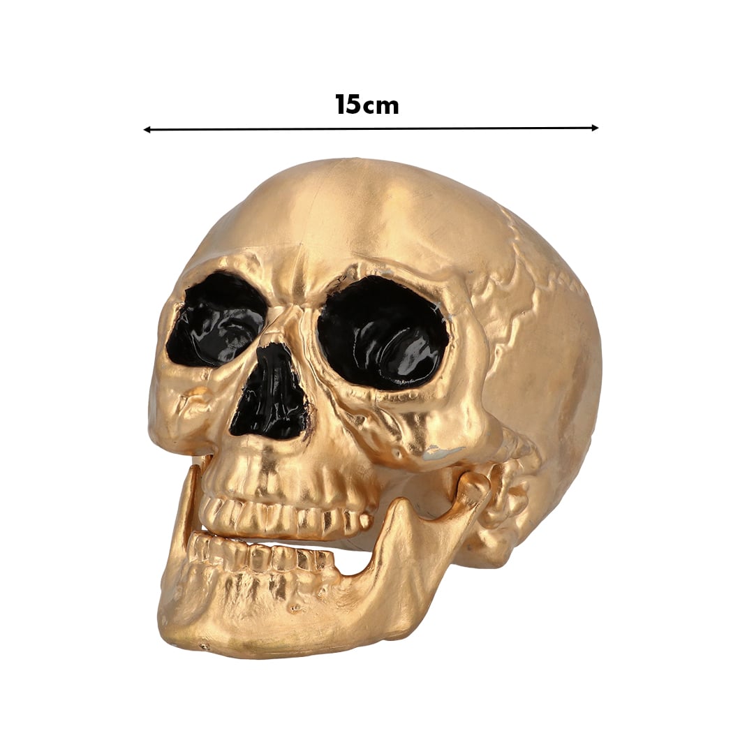 Metallic Gold Movable Jaw Maxilla Skull Halloween Prop Decoration 24cm View 8