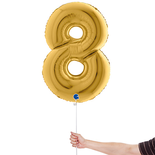 Metallic Gold Number 8 Giant Foil Helium Balloon 102cm / 40 in Product Gallery Image