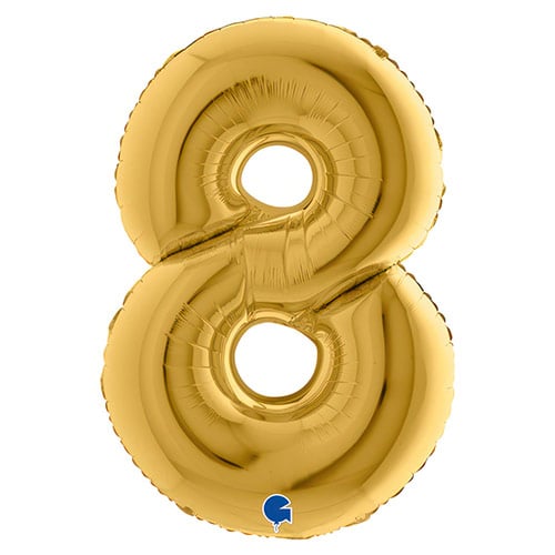 Metallic Gold Number 8 Giant Foil Helium Balloon 102cm / 40 in Product Gallery Image