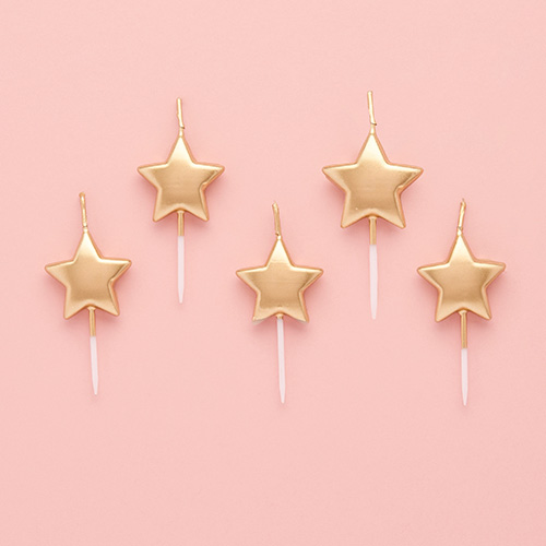 Metallic Gold Star Wax Pick Candles - Pack of 5 Product Gallery Image