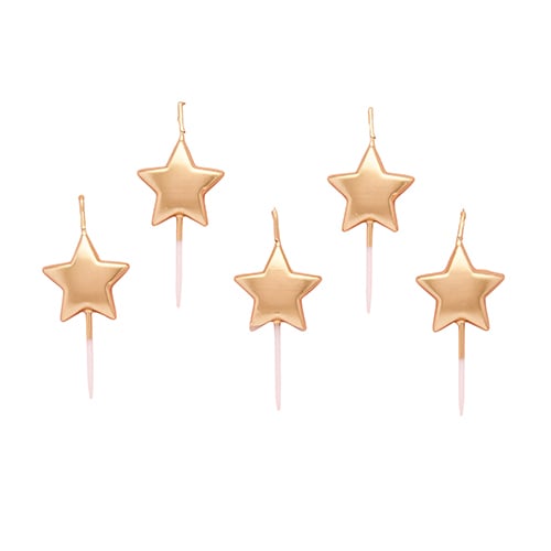 Metallic Gold Star Wax Pick Candles - Pack of 5