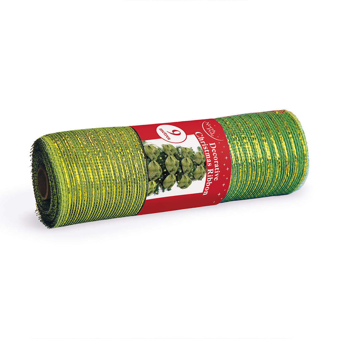 Metallic Green Decorative Christmas Ribbon 9m Product Gallery Image