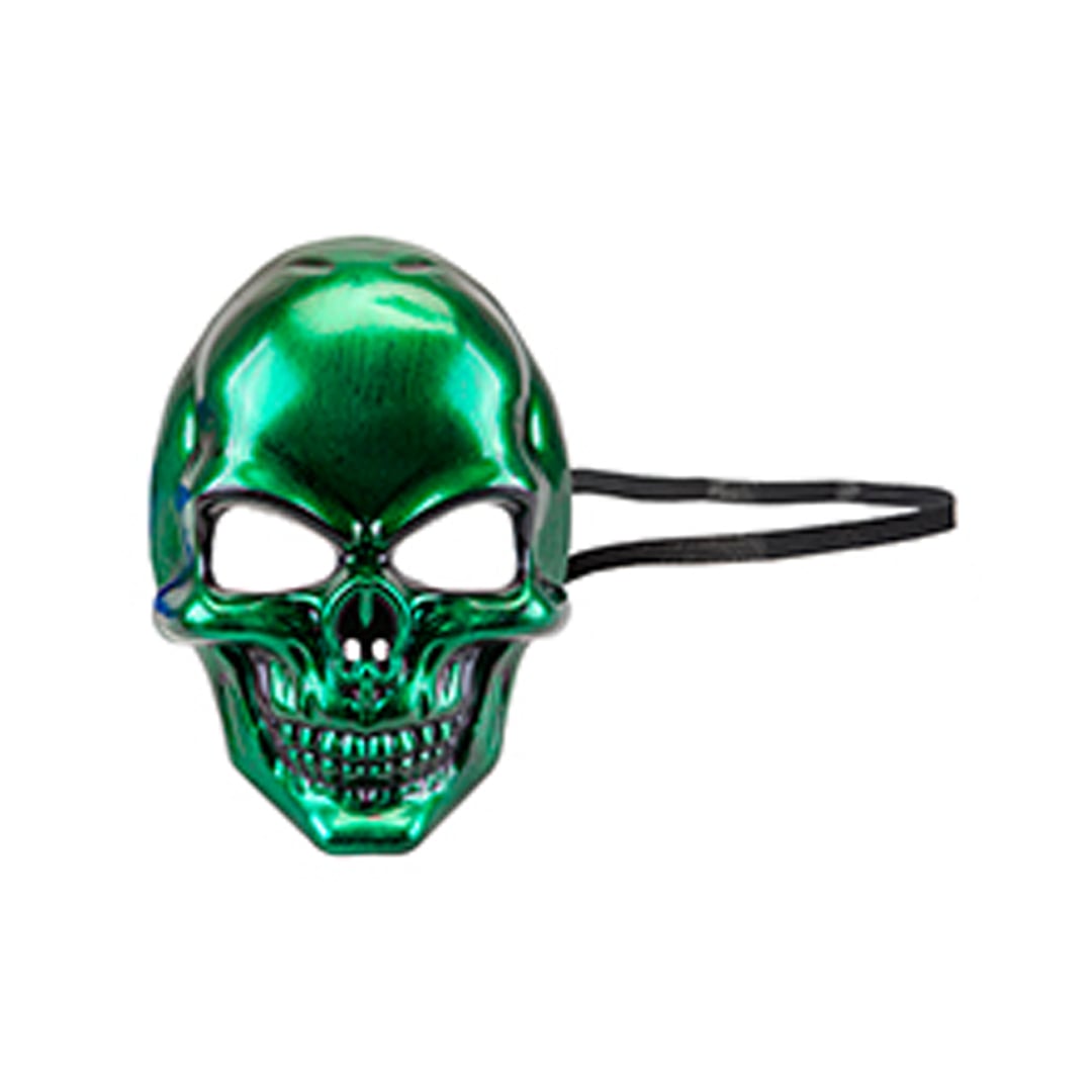 Metallic Green Skull Halloween Fancy Dress Mask