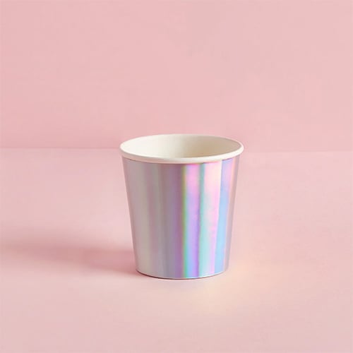 Metallic Iridescent Silver Foil Paper Shot Cups 100ml - Pack of 10 Product Gallery Image