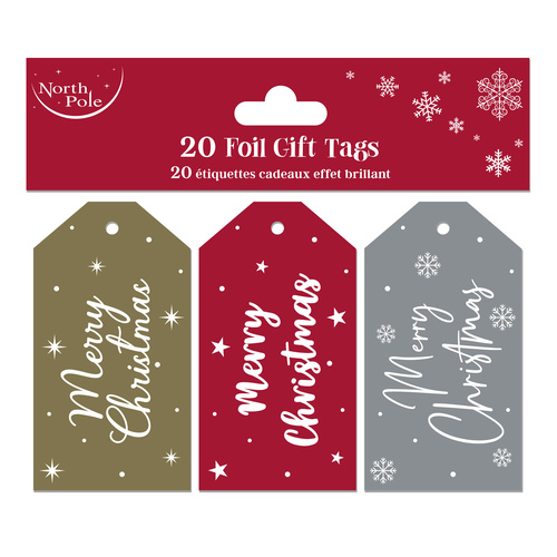 Metallic Merry Christmas Foil Gift Tags - Pack of 20 Product Image