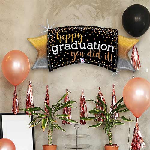 Metallic Ombre Graduation Holographic Banner Helium Foil Giant Balloon 117cm / 46 in Product Gallery Image