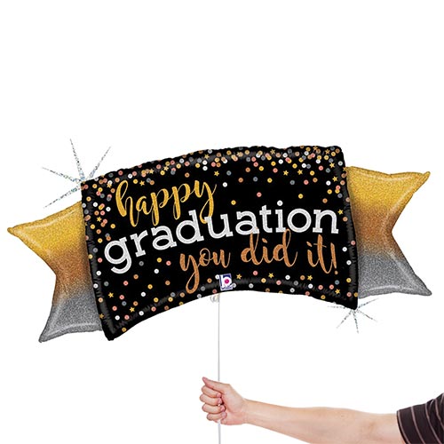 Metallic Ombre Graduation Holographic Banner Helium Foil Giant Balloon 117cm / 46 in Product Gallery Image