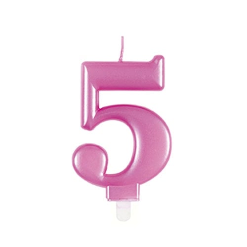 Metallic Pink Number 5 Birthday Candle 9cm Product Image