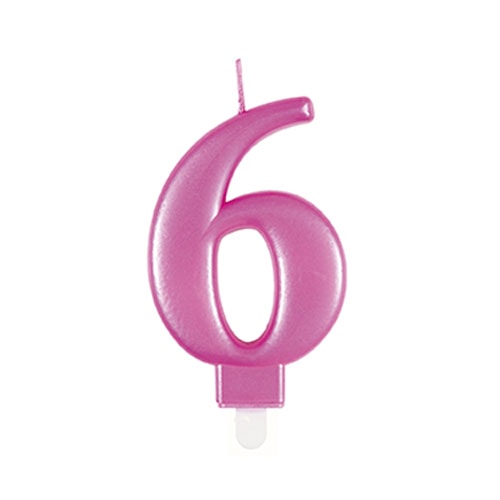 Metallic Pink Number 6 Birthday Candle 9cm Product Image