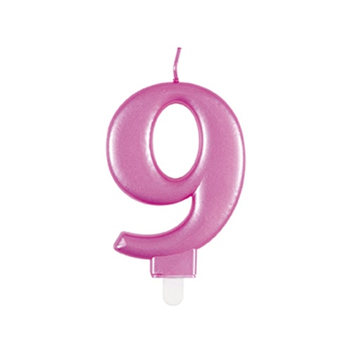 Metallic Pink Number 9 Birthday Candle 9cm Product Image