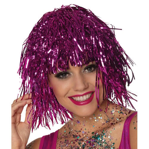 Metallic Pink Tinsel Wig Product Image