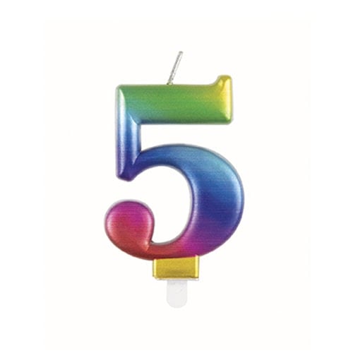 Metallic Rainbow Number 5 Birthday Candle 9cm Product Image