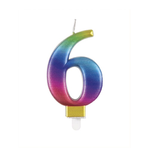 Metallic Rainbow Number 6 Birthday Candle 9cm Product Image