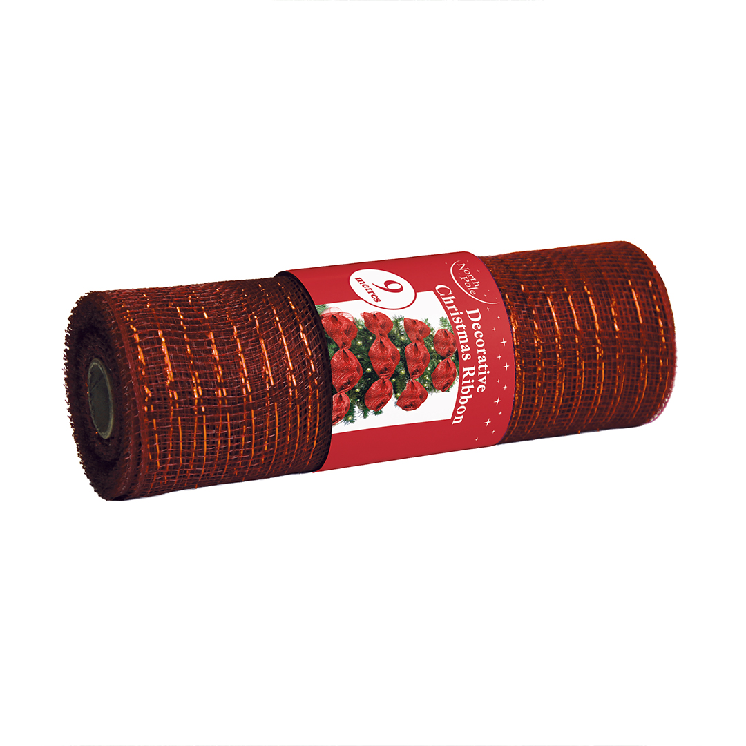 Metallic Red Decorative Christmas Ribbon 9m Product Gallery Image