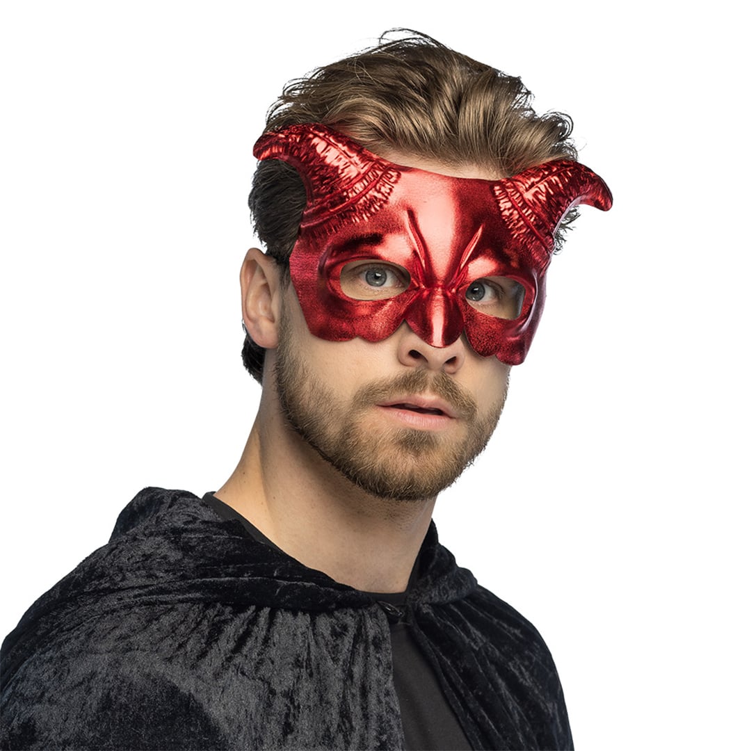 Metallic Red Demon Unisex Halloween Fancy Dress Half Mask