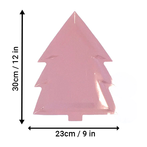 Metallic Rose Gold Christmas Tree Shaped Foil Paper Plates 30cm - Pack of 6 Product Gallery Image