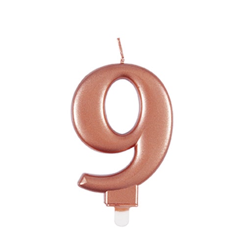 Metallic Rose Gold Number 9 Birthday Candle 9cm Product Image