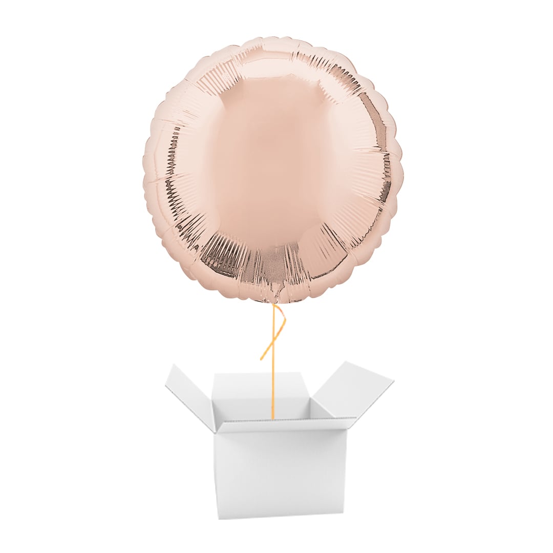 Rose Gold Round Foil Balloon - Inflated Balloon In A Box