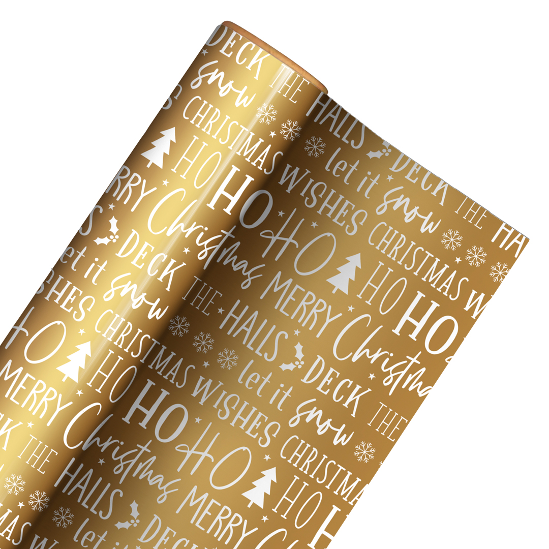 Metallic Silver & Gold Christmas Gift Wrapping Paper Pack Product Gallery Image