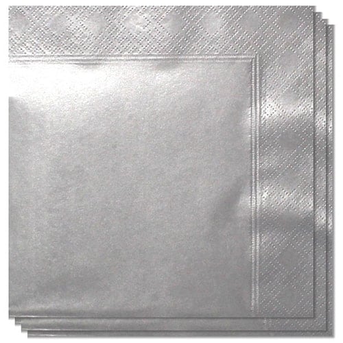 Metallic Silver 2 Ply Napkins - 33cm - Pack of 100