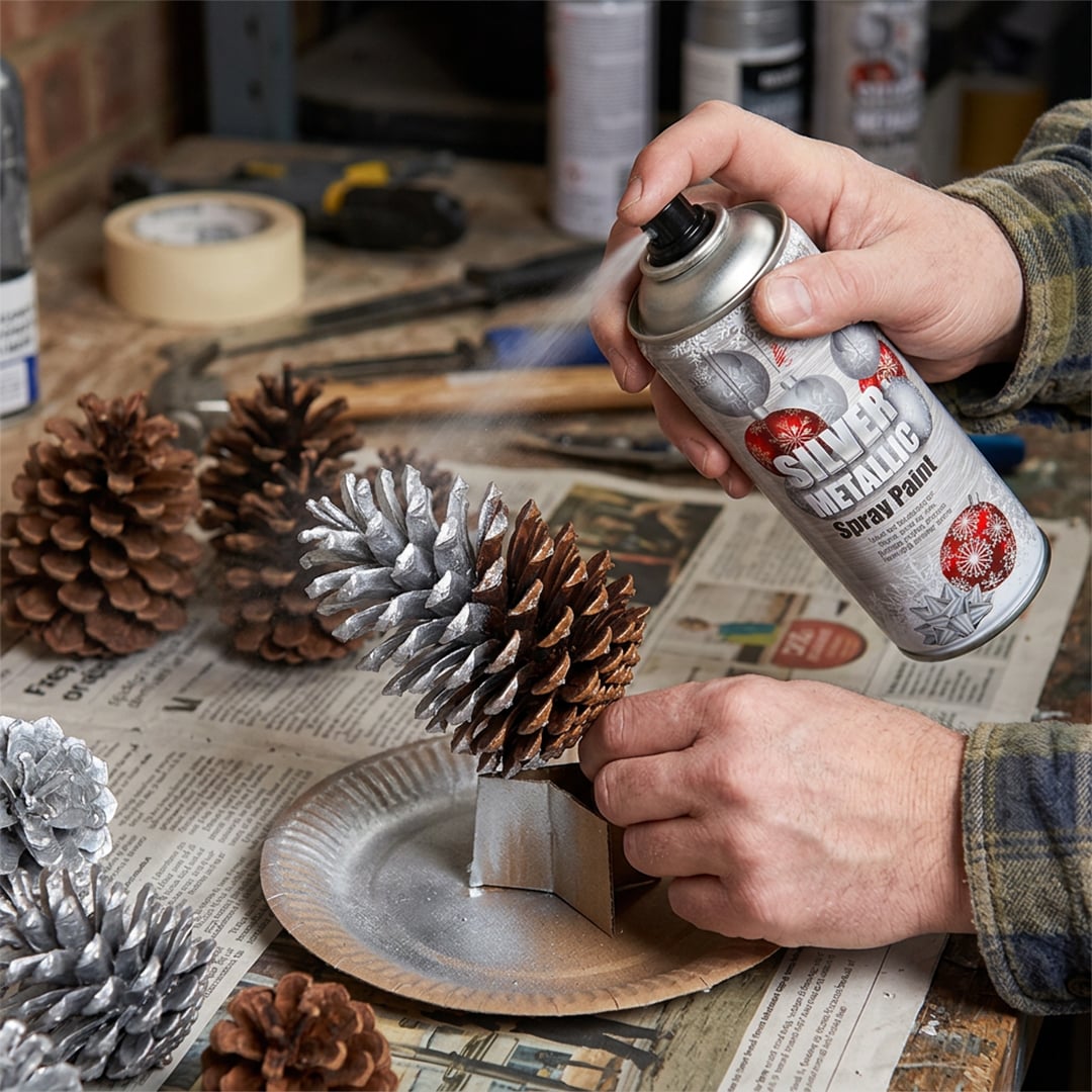 Metallic Silver Christmas Decorative Spray Paint Can 250ml View 2