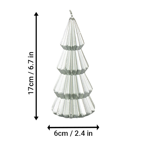 Metallic Silver Christmas Tree Candle 17cm Product Gallery Image