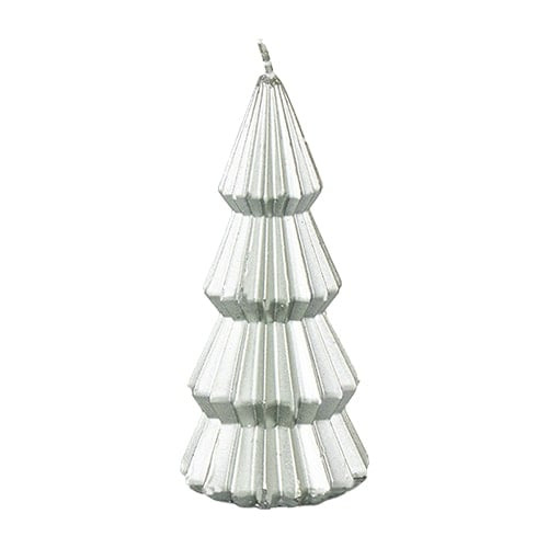 Metallic Silver Christmas Tree Candle 17cm Product Gallery Image