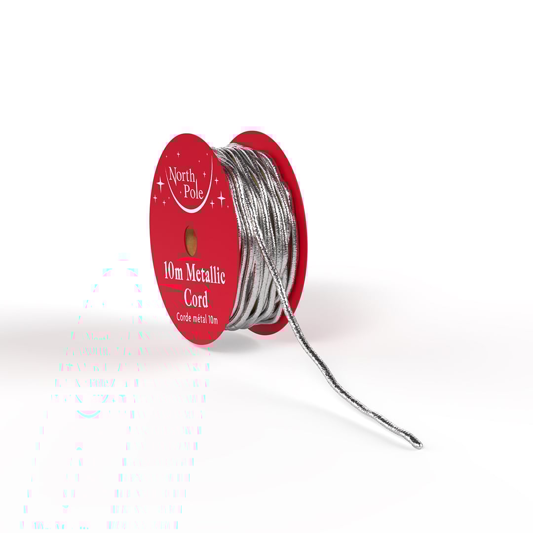 Metallic Silver Elastic Cord Christmas Spool 10m