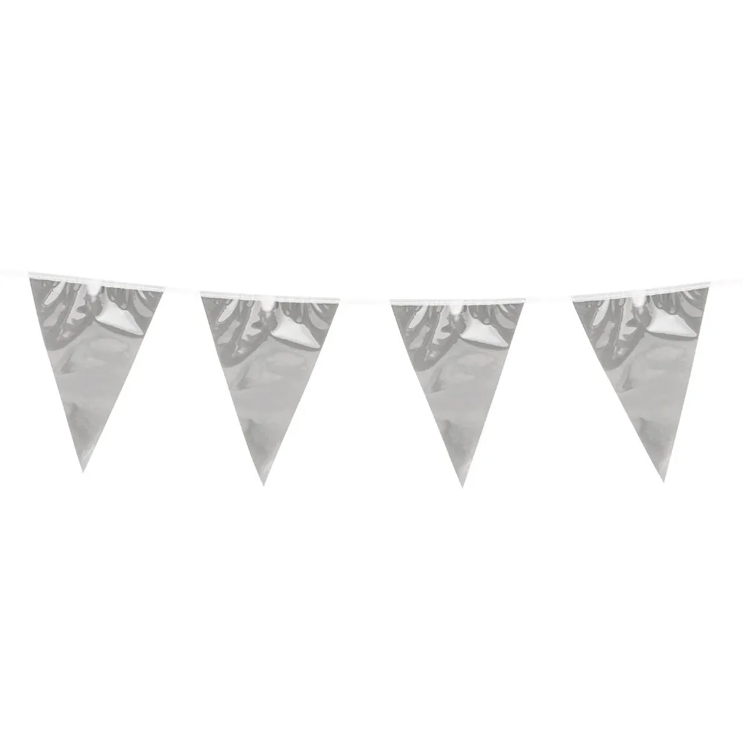 Metallic Silver Foil Pennant Bunting 10m View 2