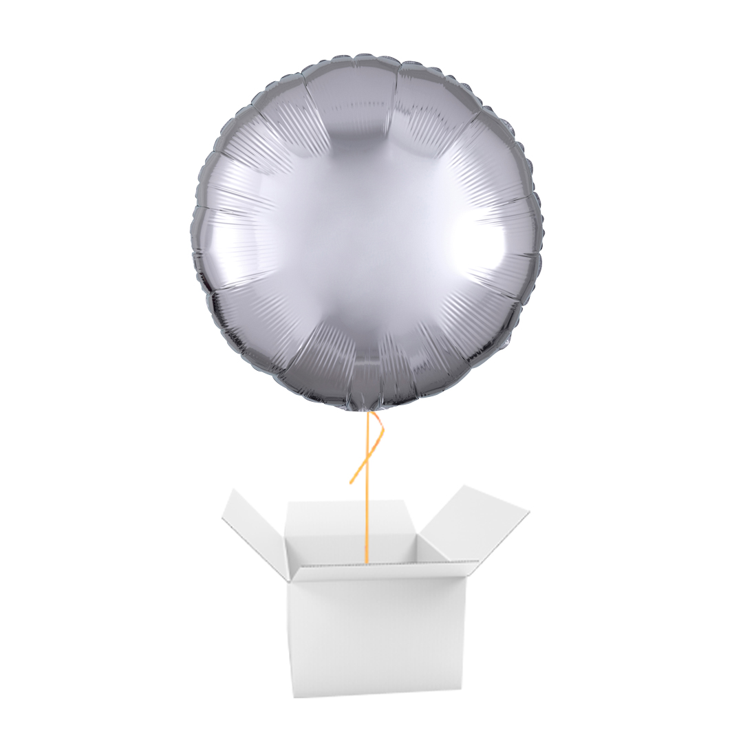 Metallic Silver Round Foil Balloon - Inflated Balloon In A Box