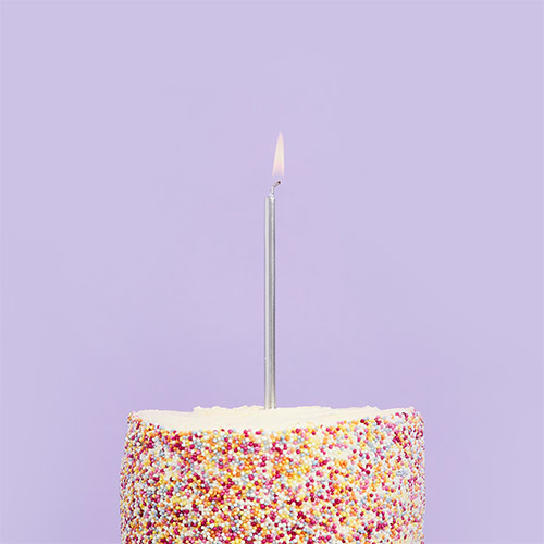 Metallic Silver Skinny Birthday Candles with Holders - Pack of 12 Product Gallery Image