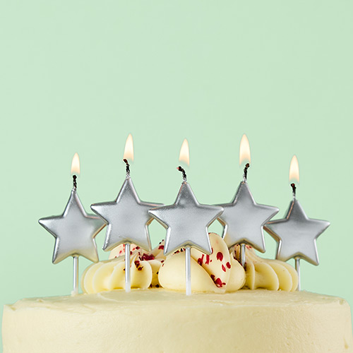 Metallic Silver Star Wax Pick Candles - Pack of 5 Product Gallery Image