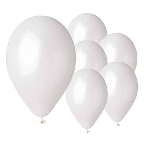 Metallic White Bio Latex Balloons 33cm / 13 in - Pack of 50
