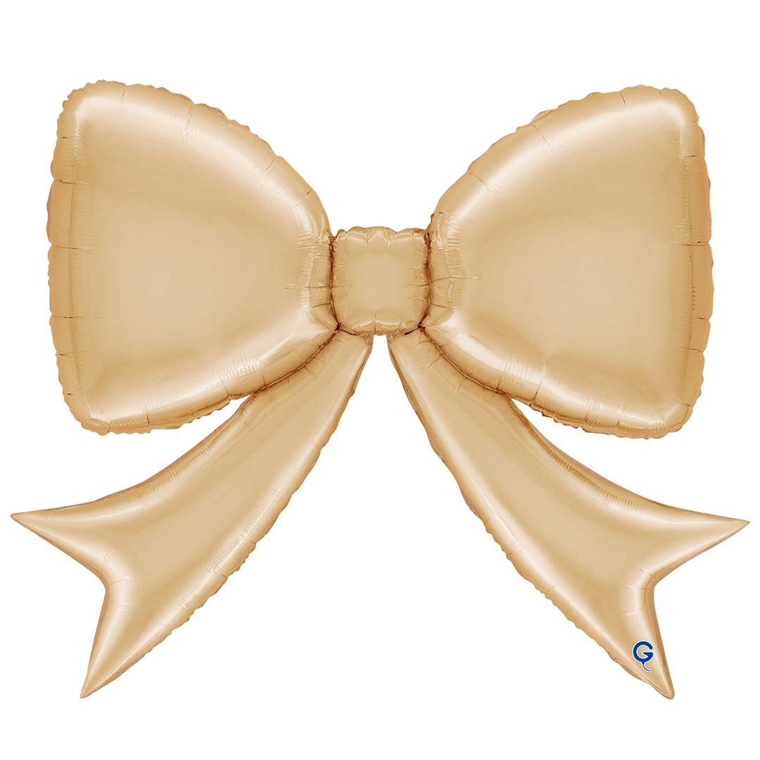 Metallic White Gold Bow Giant Foil Balloon 104cm / 41 in