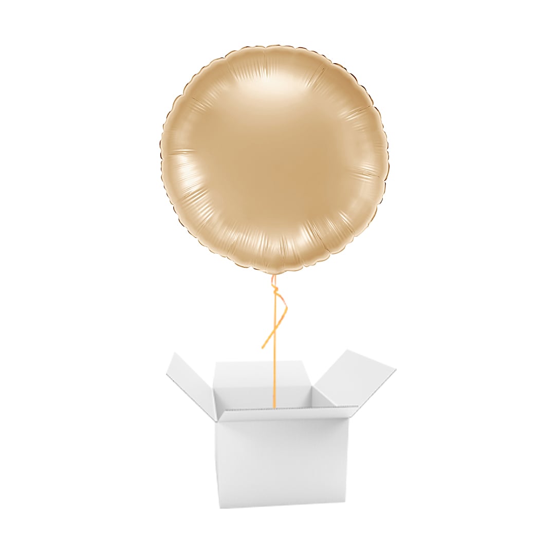 Metallic White Gold Round Foil Balloon - Inflated Balloon In A Box
