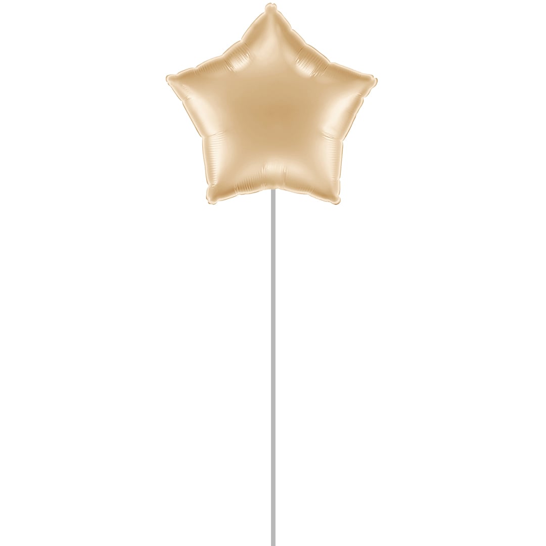 Metallic White Gold Star Shaped Foil Balloon - Inflated Balloon In A Box Product Gallery Image